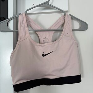 Nike Women's Light Pink and Black Sports Bra